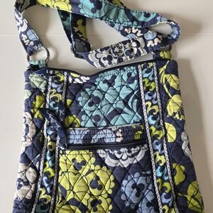 Vera Bradley Blue and Green Quilted Shoulder Bag with Adjustable Strap